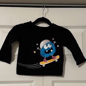 Kids Black Graphic Long Sleeve Shirt